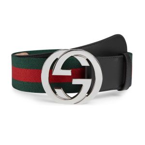 GUCCI MEN’S WEB STRIPED CANVAS BELT – B9