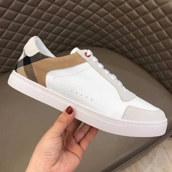 BURBERRY LEATHER AND HOUSE CHECK SNEAKERS – BBR27 - Image 7