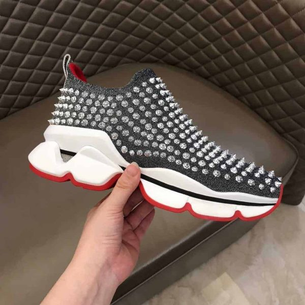 CHRISTIAN LOUBOUTIN GREY SPIKE SOCK SNEAKER- CL50 - Image 2