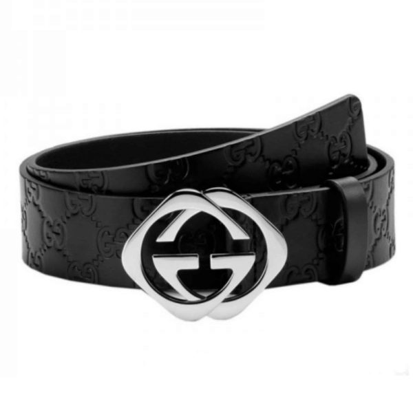 GUCCI BLACK S.SI.MA LEATHER BELT WITH SQUARE G BUCKLE – BELT04