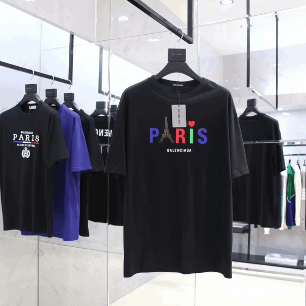 BALENCIAGA MEN’S BLACK MODE LOGO TEE – BB42 - Image 2