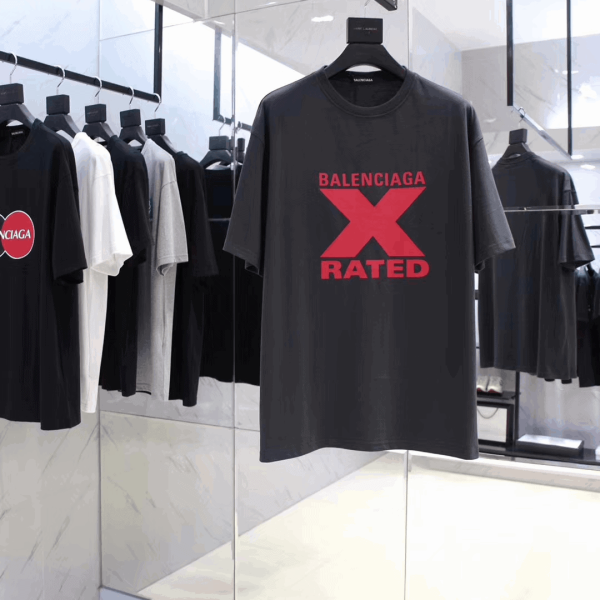 BALENCIAGA X-RATED BLACK COTTON-JERSEY T-SHIRT – BB39 - Image 2