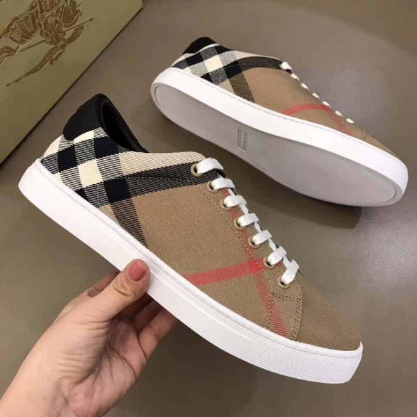 BURBERRY ALBERT HOUSE CHECK & LEATHER LOW-TOP SNEAKER – BBR3 - Image 2