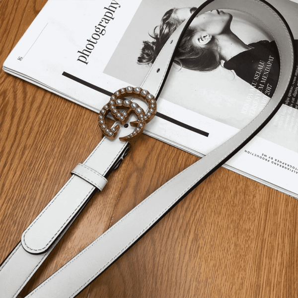 GUCCI PEARL STUDDED GG BELT – B14 - Image 2