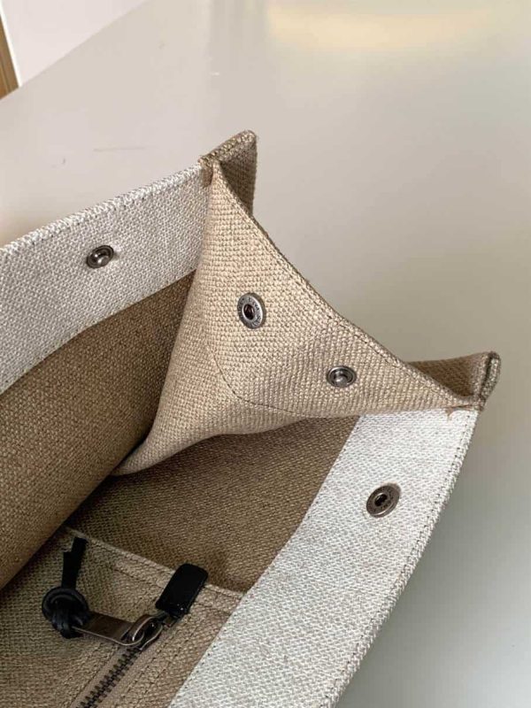 RIVE GAUCHE TOTE BAG IN LINEN AND LEATHER – WBY16 - Image 4