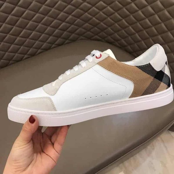 BURBERRY LEATHER AND HOUSE CHECK SNEAKERS – BBR27 - Image 8