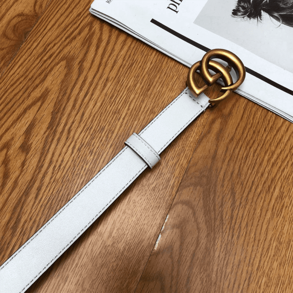 GUCCI WHITE LEATHER BELT WITH DOUBLE G BUCKLE – B15 - Image 8