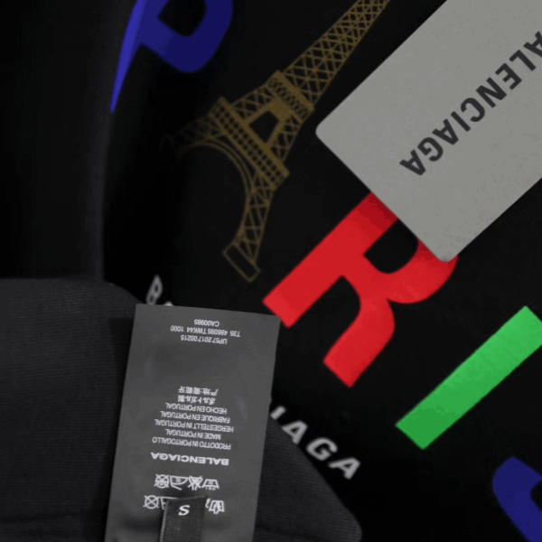 BALENCIAGA MEN’S BLACK MODE LOGO TEE – BB42 - Image 8
