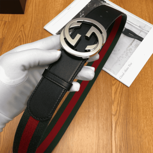 GUCCI MEN’S WEB STRIPED CANVAS BELT – B9 - Image 2
