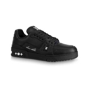 LOUIS VUITTON TRAINER SNEAKER WITH WOOL IN BLACK CALF LEATHER – LSVT124