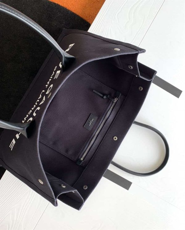 RIVE GAUCHE TOTE BAG IN LINEN AND LEATHER – WBY17 - Image 5