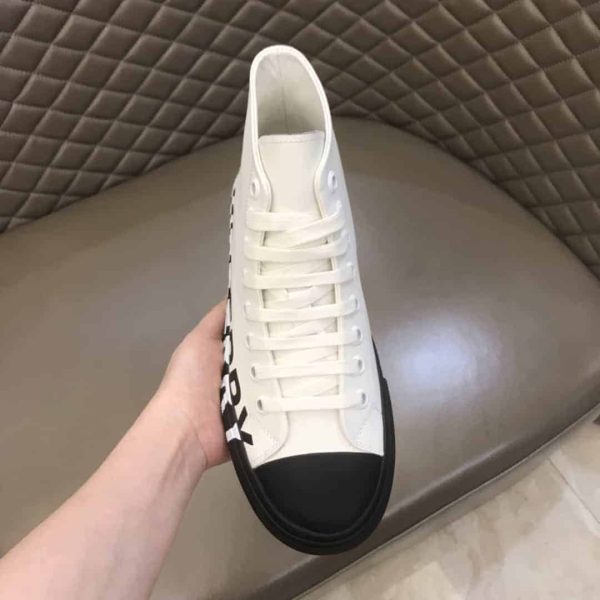 BURBERRY LOGO PRINT GABARDINE HIGH-TOP SNEAKERS – BBR32 - Image 7