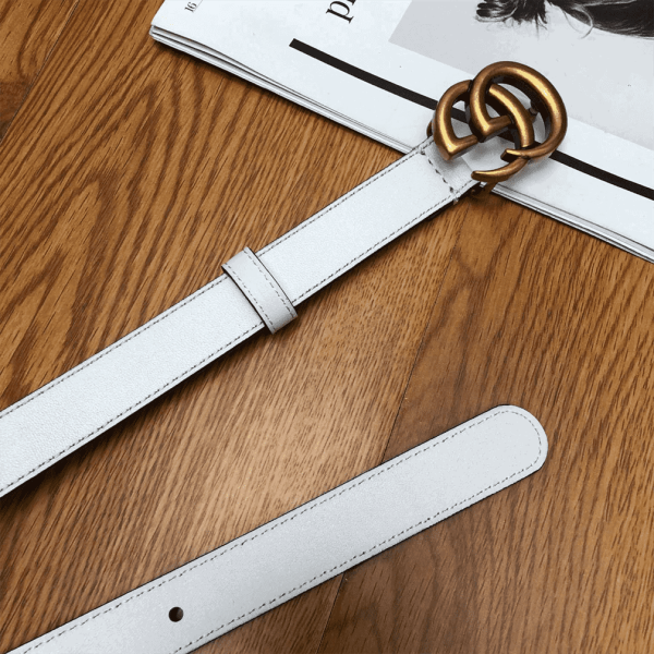 GUCCI WHITE LEATHER BELT WITH DOUBLE G BUCKLE – B15 - Image 7