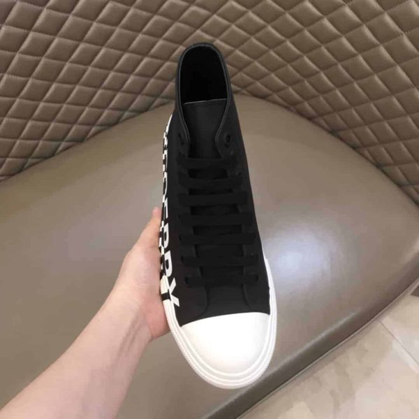 BURBERRY LOGO PRINT GABARDINE HIGH-TOP SNEAKERS – BBR31 - Image 7