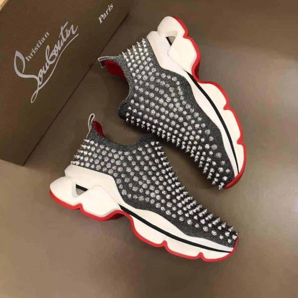 CHRISTIAN LOUBOUTIN GREY SPIKE SOCK SNEAKER- CL50 - Image 5
