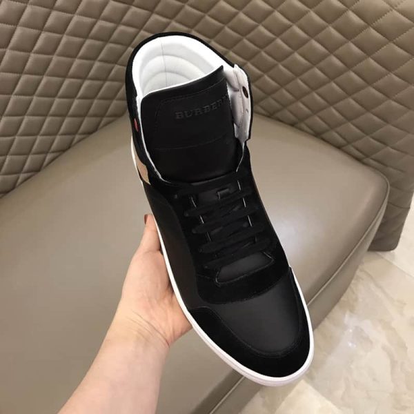 BURBERRY LEATHER AND HOUSE CHECK HI-TOP SNEAKERS – BBR28 - Image 7