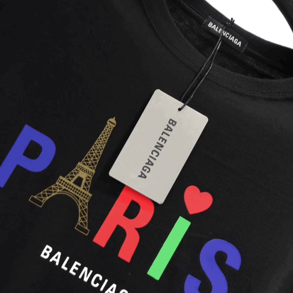 BALENCIAGA MEN’S BLACK MODE LOGO TEE – BB42 - Image 7