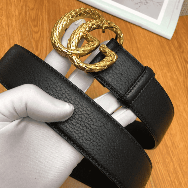 GUCCI LEATHER BELT W/ TEXTURED DOUBLE G BUCKLE – B10 - Image 7