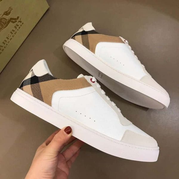 BURBERRY LEATHER AND HOUSE CHECK SNEAKERS – BBR27 - Image 4