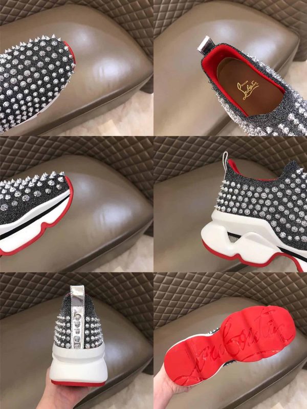 CHRISTIAN LOUBOUTIN GREY SPIKE SOCK SNEAKER- CL50 - Image 4