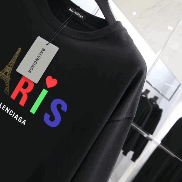 BALENCIAGA MEN’S BLACK MODE LOGO TEE – BB42 - Image 6