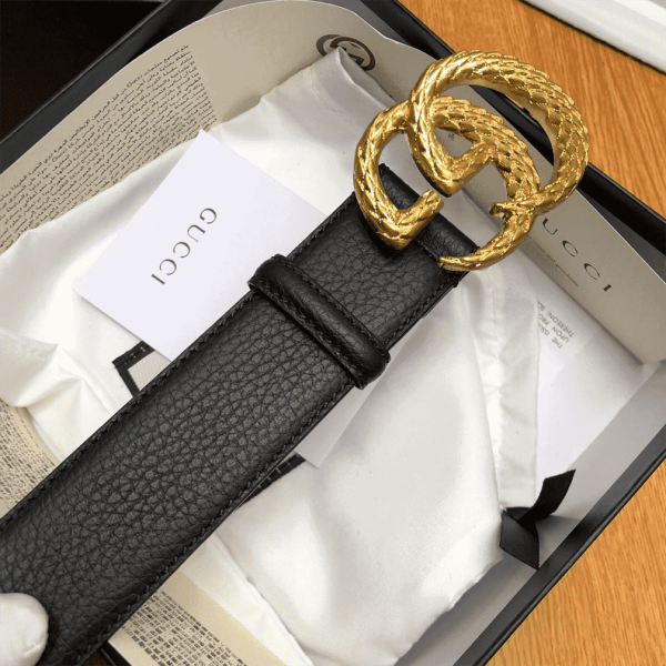 GUCCI LEATHER BELT W/ TEXTURED DOUBLE G BUCKLE – B10 - Image 6