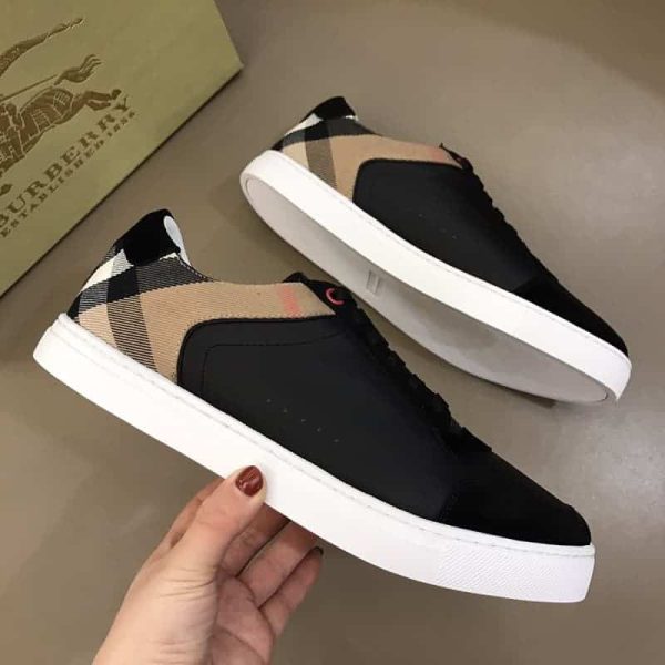 BURBERRY LEATHER AND HOUSE CHECK SNEAKERS – BBR26 - Image 6