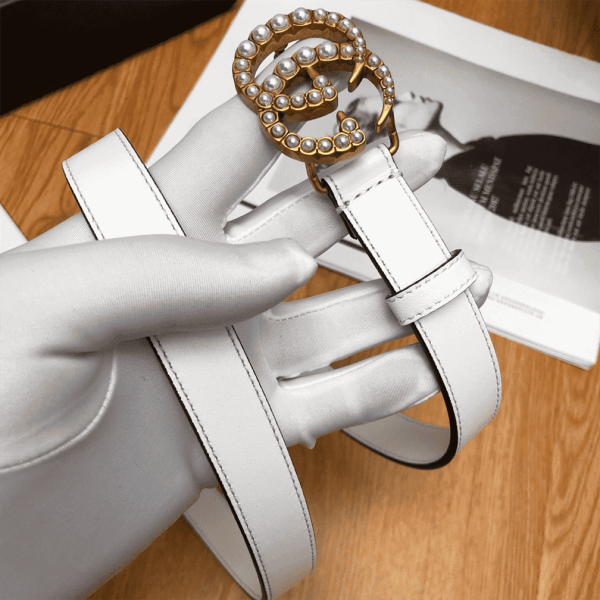 GUCCI PEARL STUDDED GG BELT – B14 - Image 6