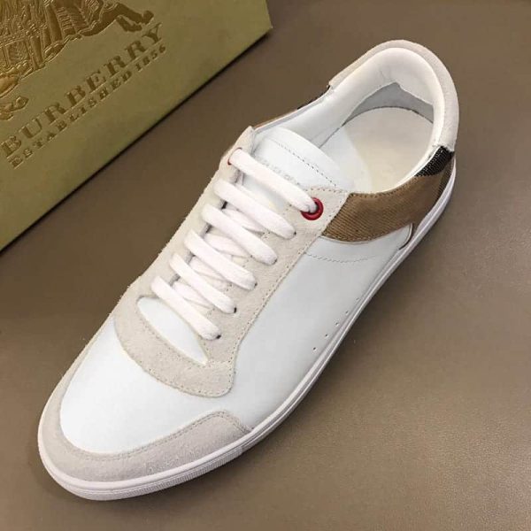 BURBERRY LEATHER AND HOUSE CHECK SNEAKERS – BBR27 - Image 5