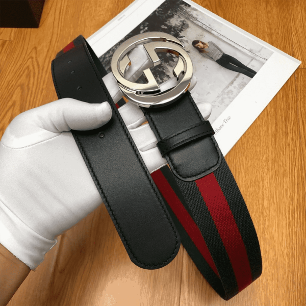 GUCCI MEN’S WEB STRIPED CANVAS BELT – B9 - Image 5