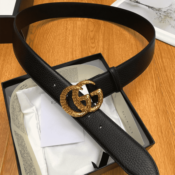 GUCCI LEATHER BELT W/ TEXTURED DOUBLE G BUCKLE – B10 - Image 5