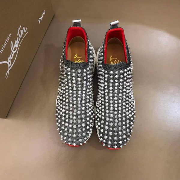 CHRISTIAN LOUBOUTIN GREY SPIKE SOCK SNEAKER- CL50 - Image 3