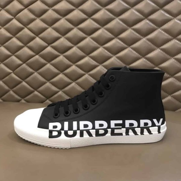 BURBERRY LOGO PRINT GABARDINE HIGH-TOP SNEAKERS – BBR31 - Image 5