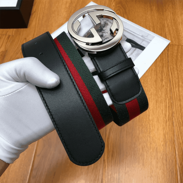 GUCCI MEN’S WEB STRIPED CANVAS BELT – B9 - Image 4