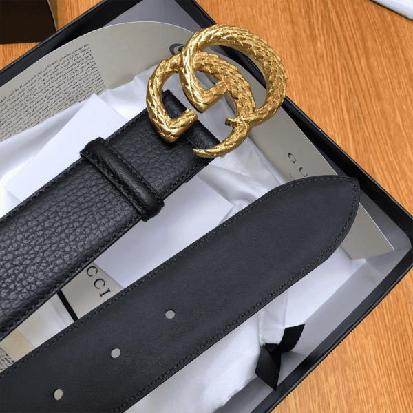 GUCCI LEATHER BELT W/ TEXTURED DOUBLE G BUCKLE – B10 - Image 4