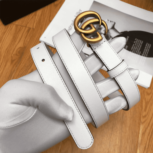 GUCCI WHITE LEATHER BELT WITH DOUBLE G BUCKLE – B15 - Image 4