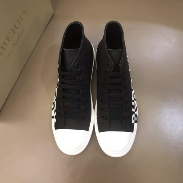 BURBERRY LOGO PRINT GABARDINE HIGH-TOP SNEAKERS – BBR31 - Image 4