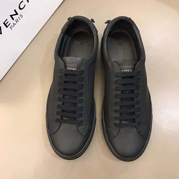 GIVENCHY URBAN STREET LOW-TOP LEATHER TRAINERS TRIPLE BLACK – GVC25 - Image 4