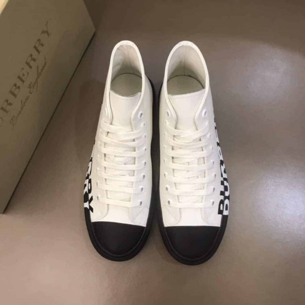 BURBERRY LOGO PRINT GABARDINE HIGH-TOP SNEAKERS – BBR32 - Image 4