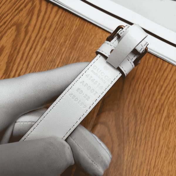 GUCCI WHITE LEATHER BELT WITH DOUBLE G BUCKLE – B15 - Image 3