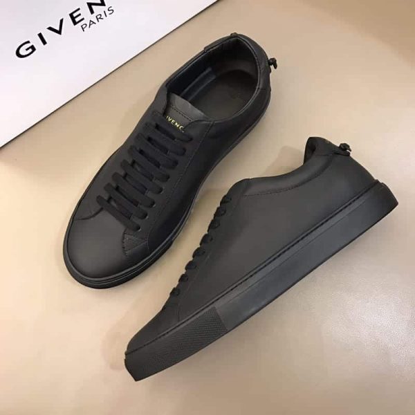 GIVENCHY URBAN STREET LOW-TOP LEATHER TRAINERS TRIPLE BLACK – GVC25 - Image 3