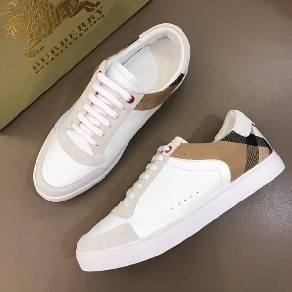 BURBERRY LEATHER AND HOUSE CHECK SNEAKERS – BBR27 - Image 6