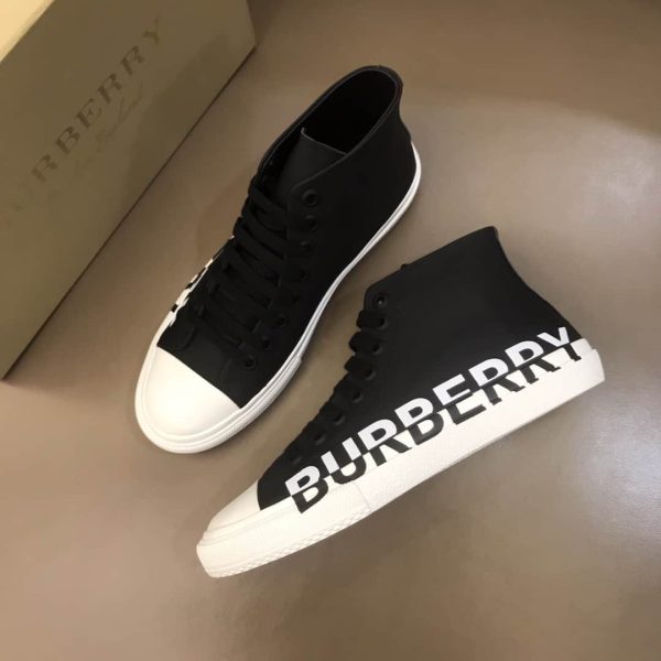 BURBERRY LOGO PRINT GABARDINE HIGH-TOP SNEAKERS – BBR31 - Image 3