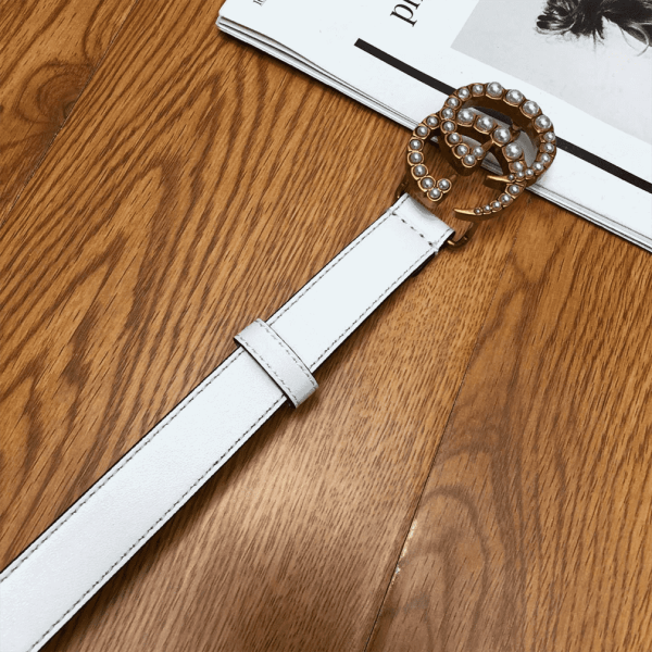 GUCCI PEARL STUDDED GG BELT – B14 - Image 3