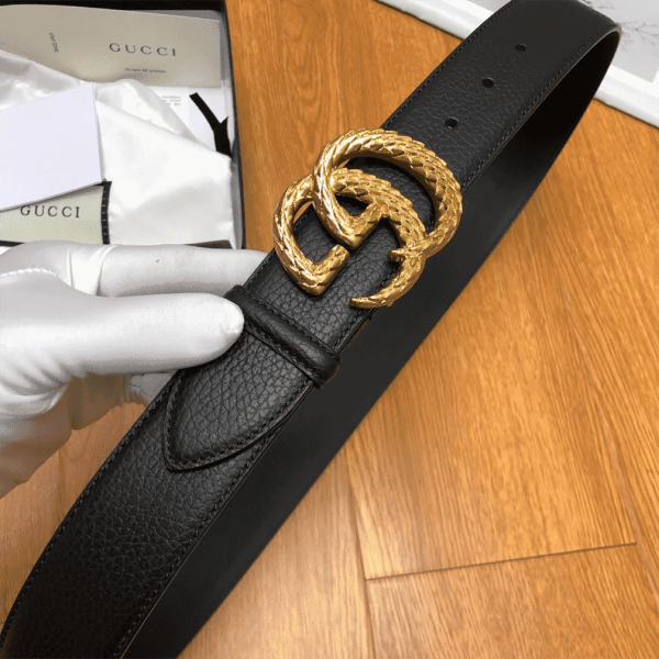 GUCCI LEATHER BELT W/ TEXTURED DOUBLE G BUCKLE – B10 - Image 3