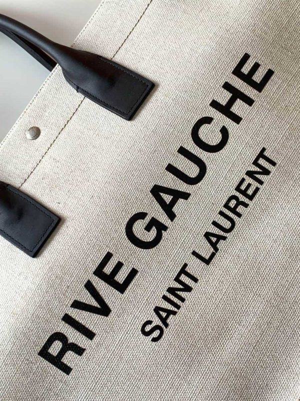 RIVE GAUCHE TOTE BAG IN LINEN AND LEATHER – WBY16 - Image 10