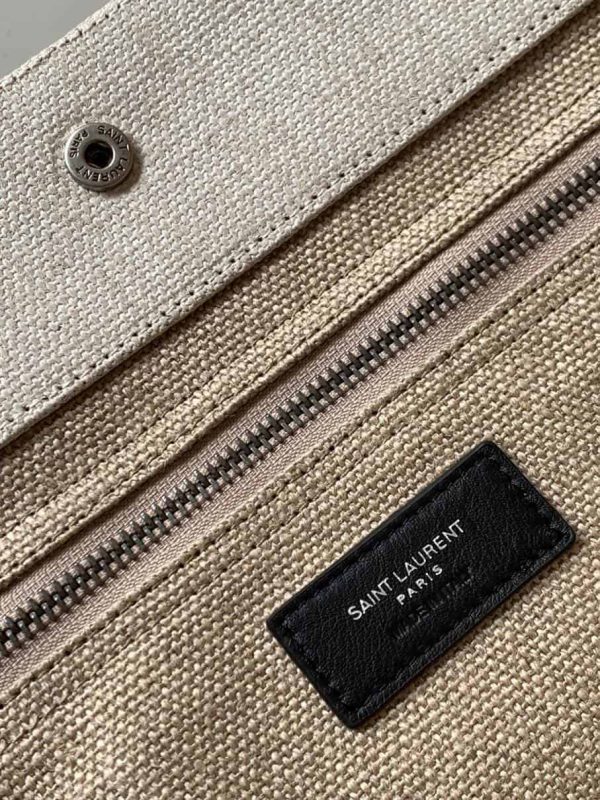 RIVE GAUCHE TOTE BAG IN LINEN AND LEATHER – WBY16 - Image 9