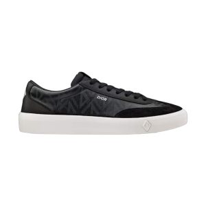 B101 SNEAKER BLACK CD DIAMOND CANVAS WITH SMOOTH CALFSKIN AND NUBUCK – CD143