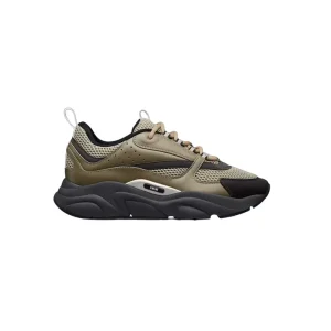 B22 SNEAKER KHAKI AND BLACK TECHNICAL MESH AND KHAKI CALFSKIN – CD135