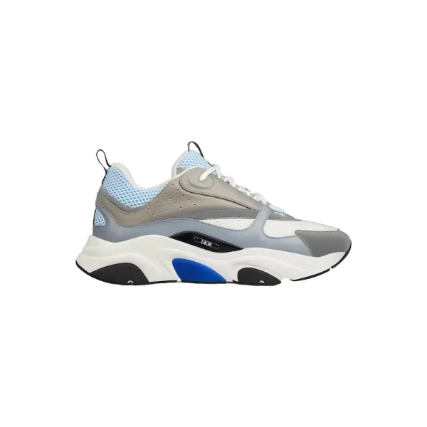 B22 SNEAKER WHITE AND BLUE TECHNICAL MESH AND GRAY CALFSKIN – CD127